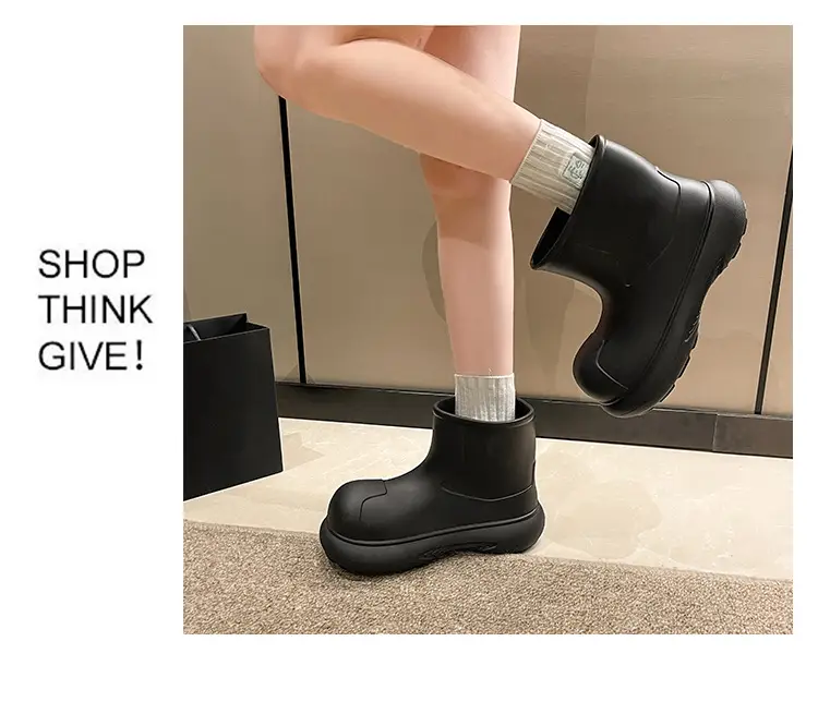 Internet Celebrity Rain Boots for Women 2025 New Clown Shoes Outdoor Thick-Soled Waterproof Non-Slip Rain Boots for Women Cute Short Boots — feature 10