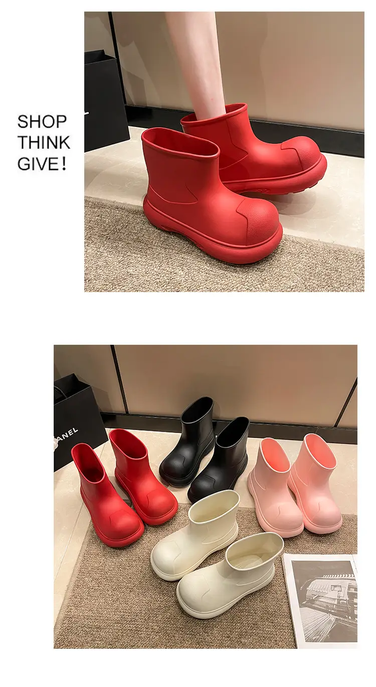 Internet Celebrity Rain Boots for Women 2025 New Clown Shoes Outdoor Thick-Soled Waterproof Non-Slip Rain Boots for Women Cute Short Boots — feature 11