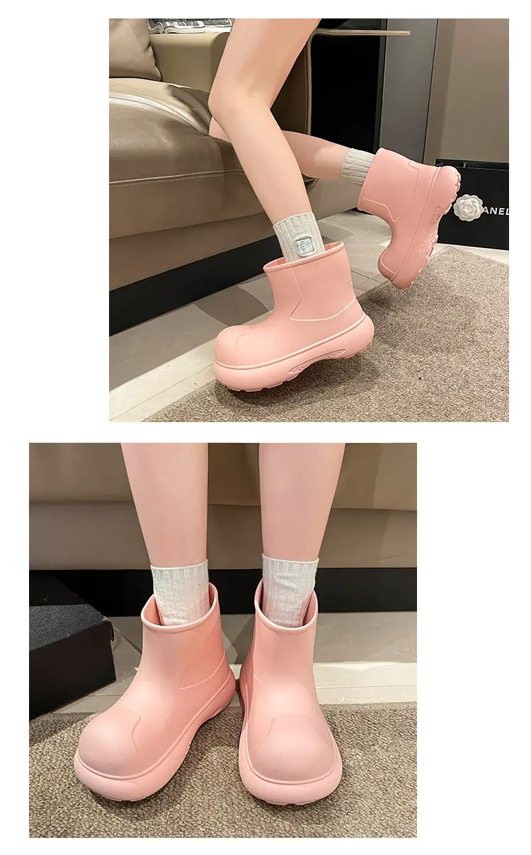 Internet Celebrity Rain Boots for Women 2025 New Clown Shoes Outdoor Thick-Soled Waterproof Non-Slip Rain Boots for Women Cute Short Boots — feature 12