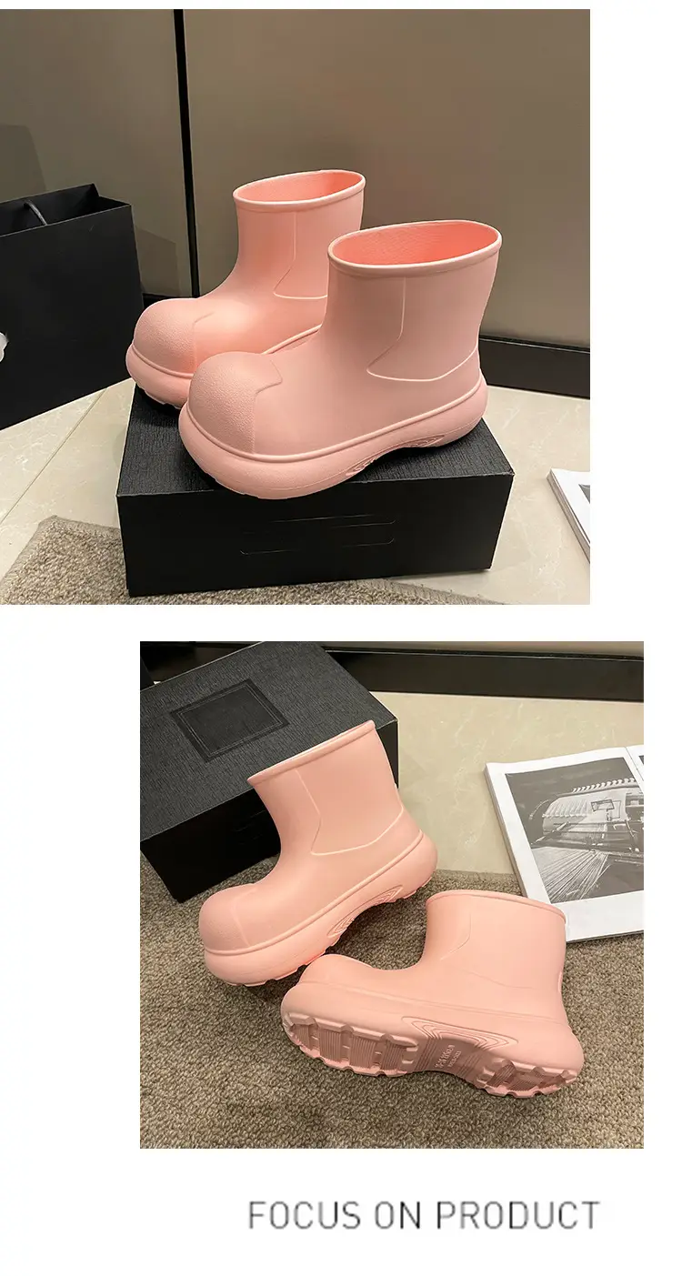 Internet Celebrity Rain Boots for Women 2025 New Clown Shoes Outdoor Thick-Soled Waterproof Non-Slip Rain Boots for Women Cute Short Boots — feature 20