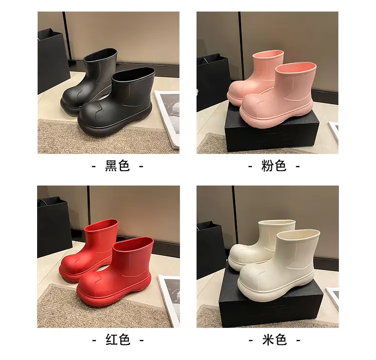 Internet Celebrity Rain Boots for Women 2025 New Clown Shoes Outdoor Thick-Soled Waterproof Non-Slip Rain Boots for Women Cute Short Boots — feature 5