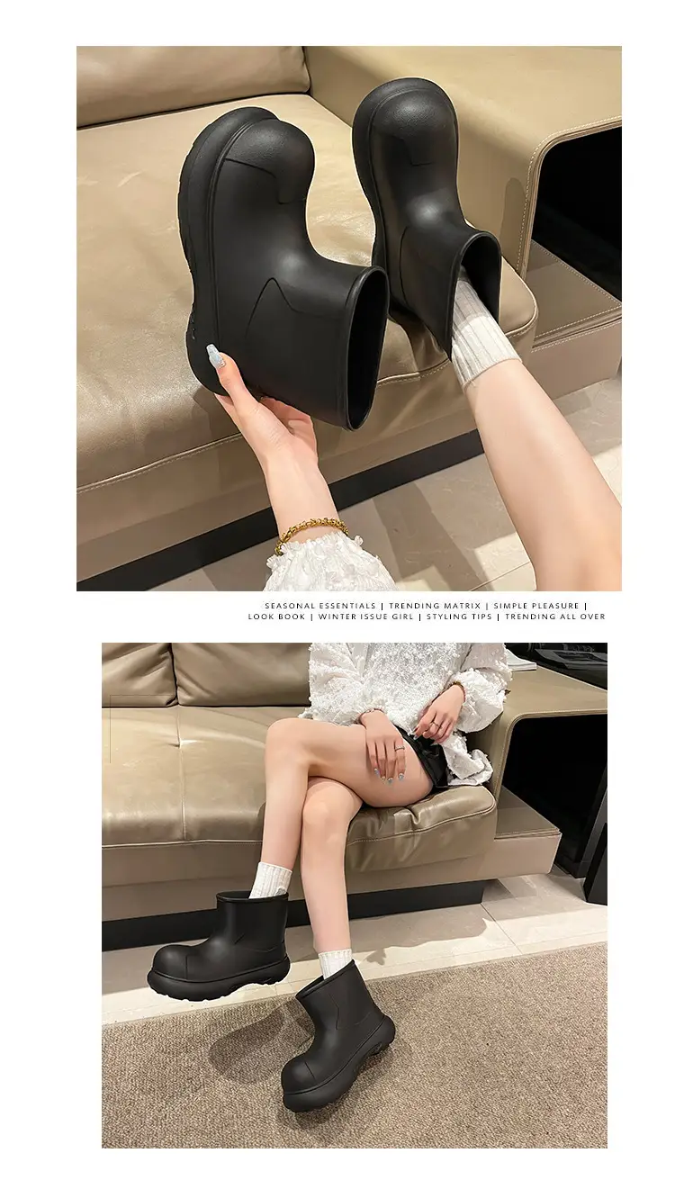 Internet Celebrity Rain Boots for Women 2025 New Clown Shoes Outdoor Thick-Soled Waterproof Non-Slip Rain Boots for Women Cute Short Boots — feature 6