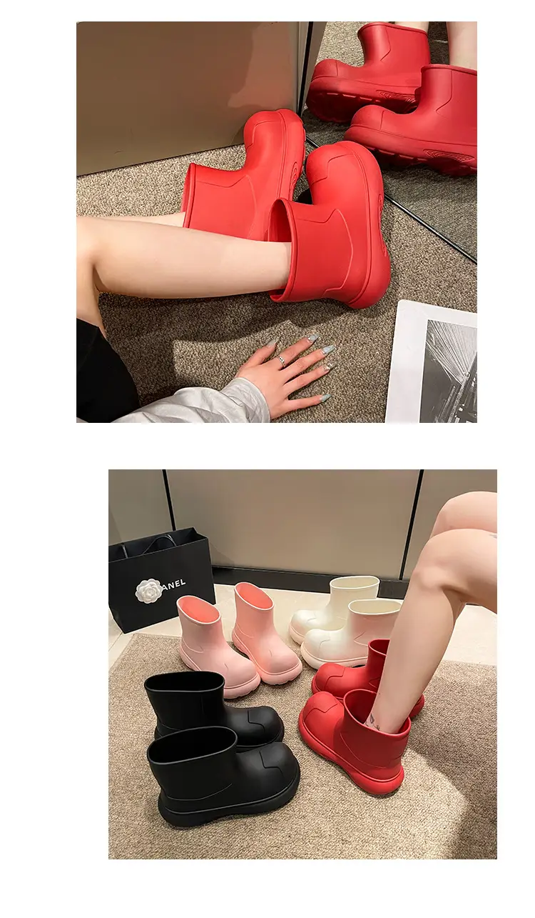 Internet Celebrity Rain Boots for Women 2025 New Clown Shoes Outdoor Thick-Soled Waterproof Non-Slip Rain Boots for Women Cute Short Boots — feature 9