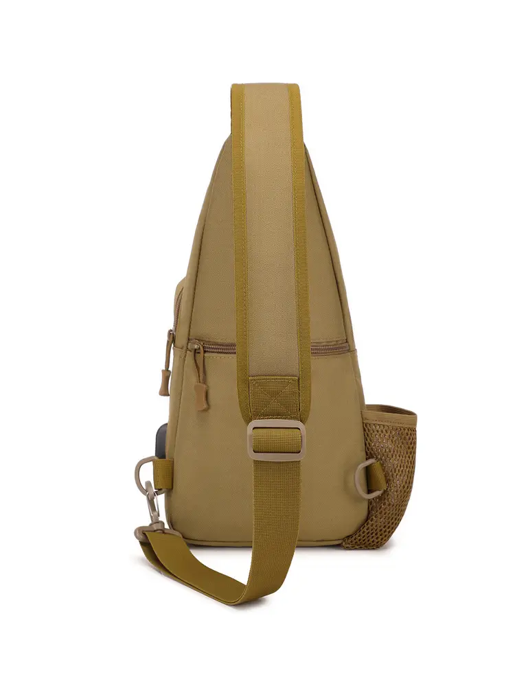 Men's Military Style Sports Chest Bag Tan Large Capacity