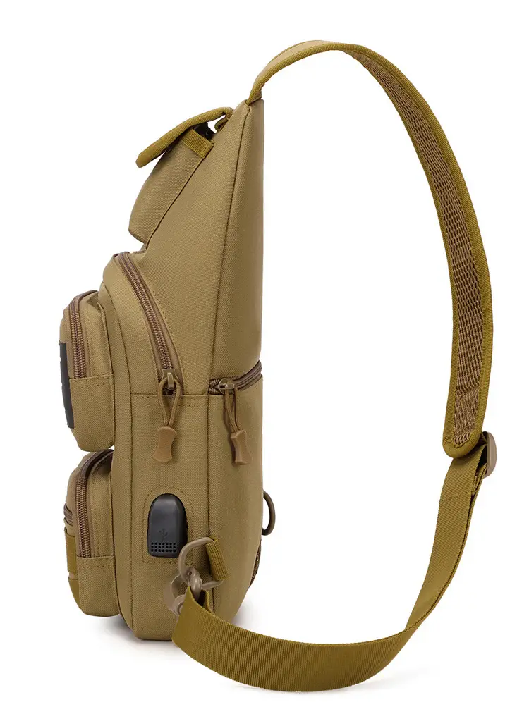 Men's Military Style Sports Chest Bag Tan Large Capacity — feature 19