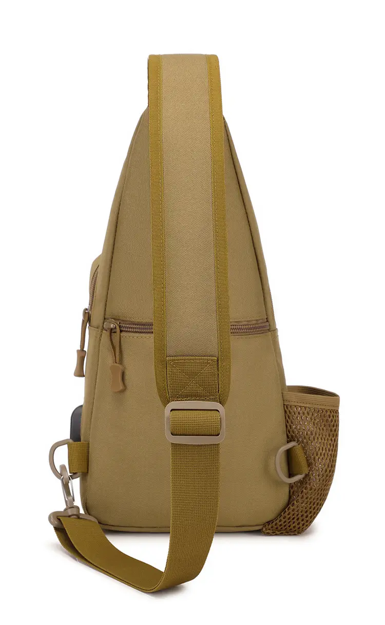Men's Military Style Sports Chest Bag Tan Large Capacity — feature 20
