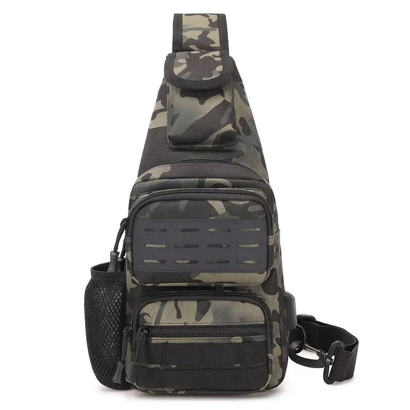 Men's Military Style Sports Chest Bag Tan Large Capacity