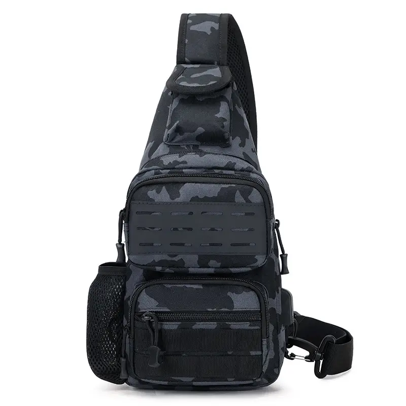 Men's Military Style Sports Chest Bag Tan Large Capacity