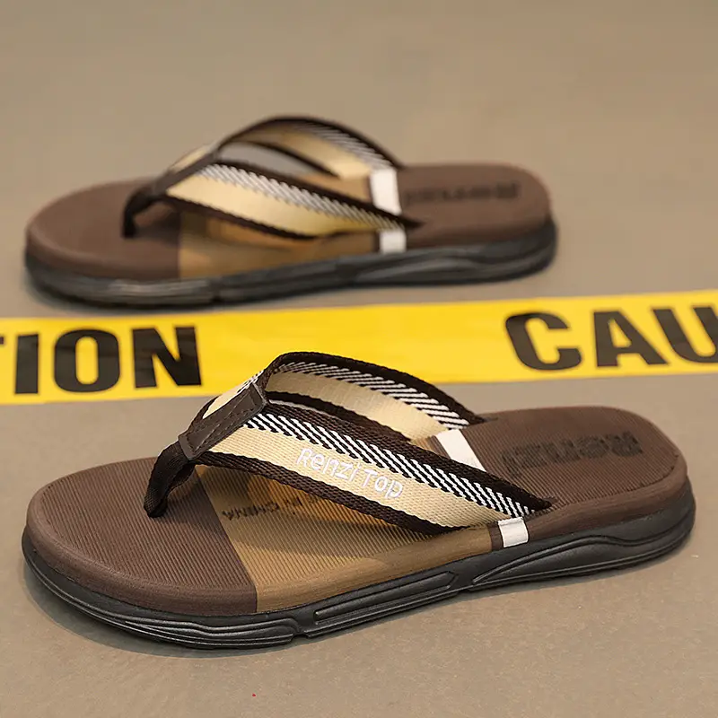Men's Black Strap Clip Sandals Summer Wear