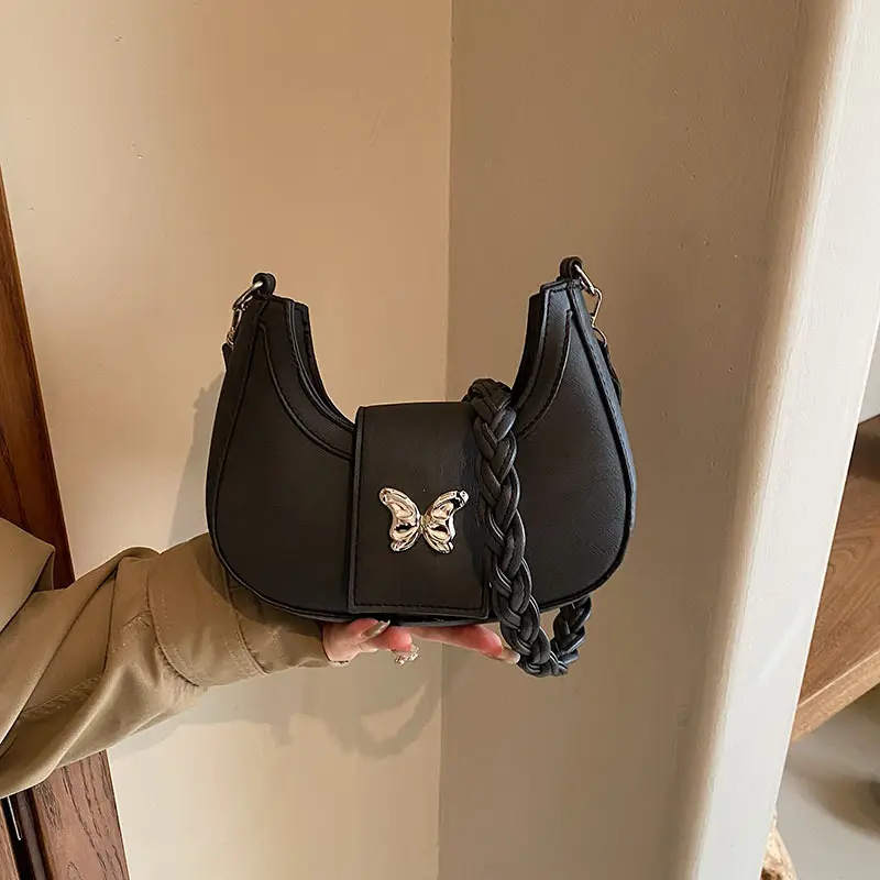 Women's Woven Messenger Bag with Butterfly Embroidery - Image 6