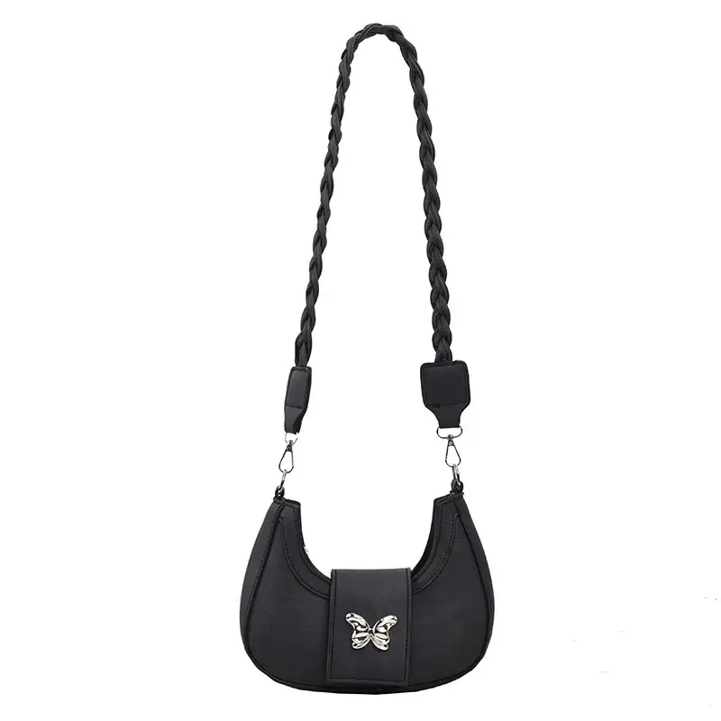 Women's Woven Messenger Bag with Butterfly Embroidery - Image 9