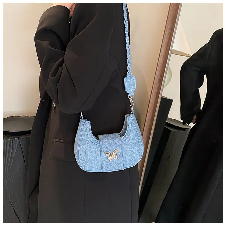 Women's Woven Messenger Bag with Butterfly Embroidery — feature 10