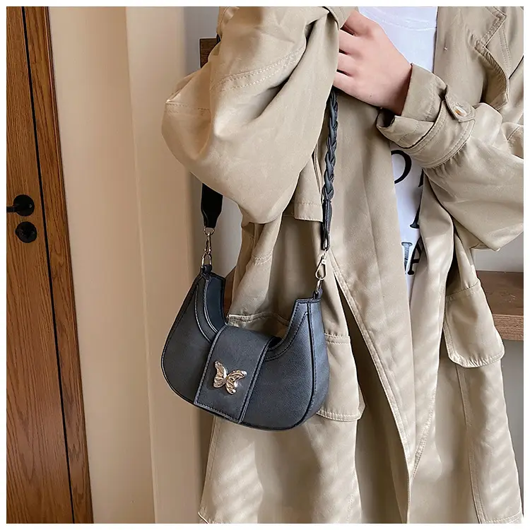 Women's Woven Messenger Bag with Butterfly Embroidery — feature 11