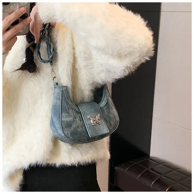 Women's Woven Messenger Bag with Butterfly Embroidery — feature 14