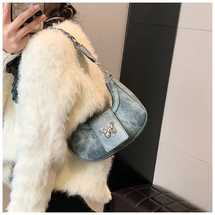 Women's Woven Messenger Bag with Butterfly Embroidery — feature 15