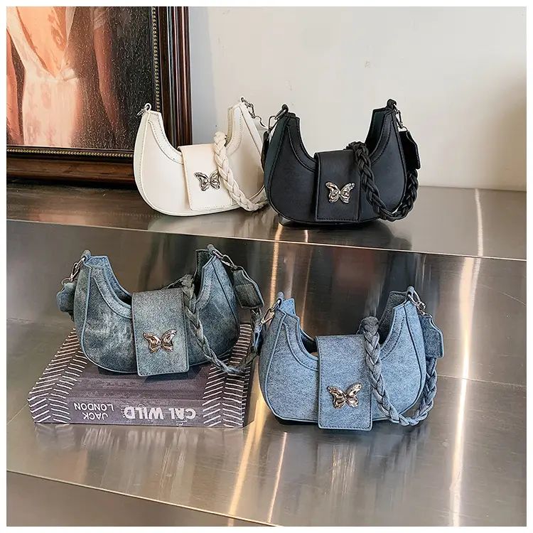 Women's Woven Messenger Bag with Butterfly Embroidery — feature 17