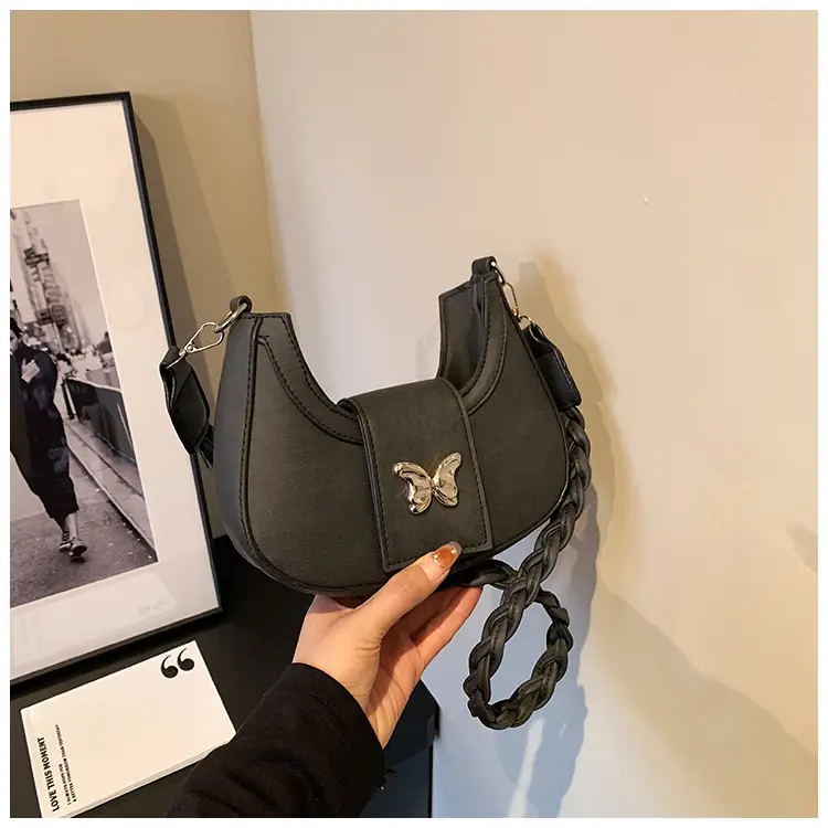 Women's Woven Messenger Bag with Butterfly Embroidery — feature 19