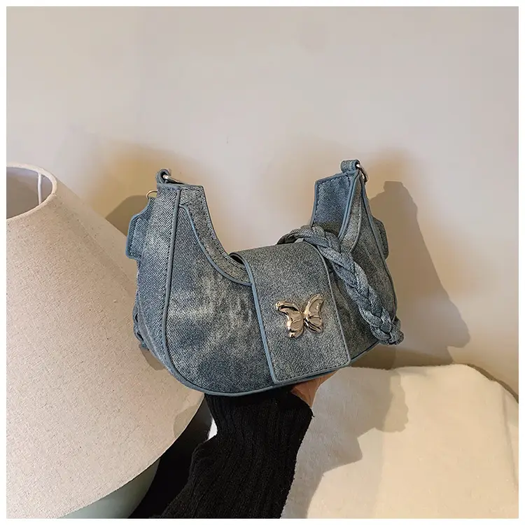 Women's Woven Messenger Bag with Butterfly Embroidery — feature 21