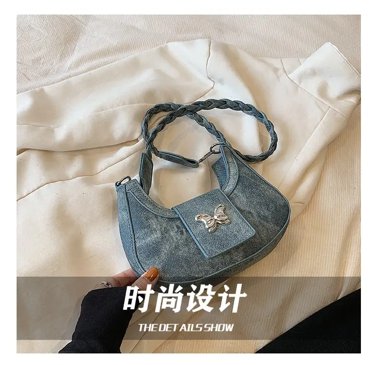 Women's Woven Messenger Bag with Butterfly Embroidery — feature 4
