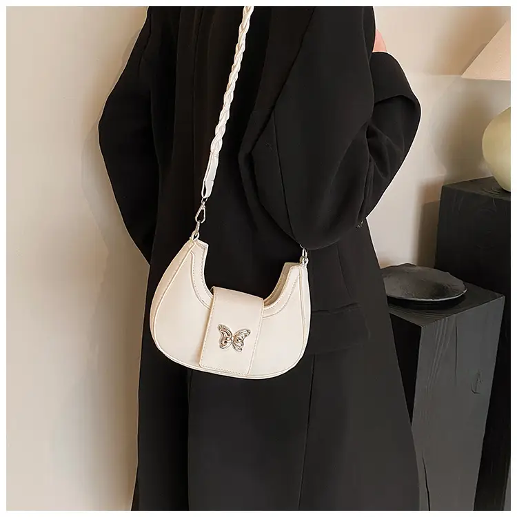 Women's Woven Messenger Bag with Butterfly Embroidery — feature 6