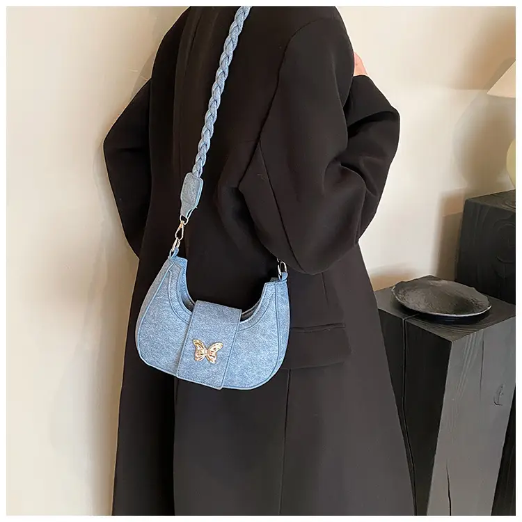 Women's Woven Messenger Bag with Butterfly Embroidery — feature 8