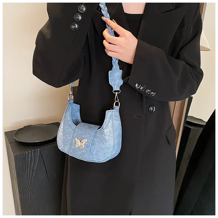 Women's Woven Messenger Bag with Butterfly Embroidery — feature 9