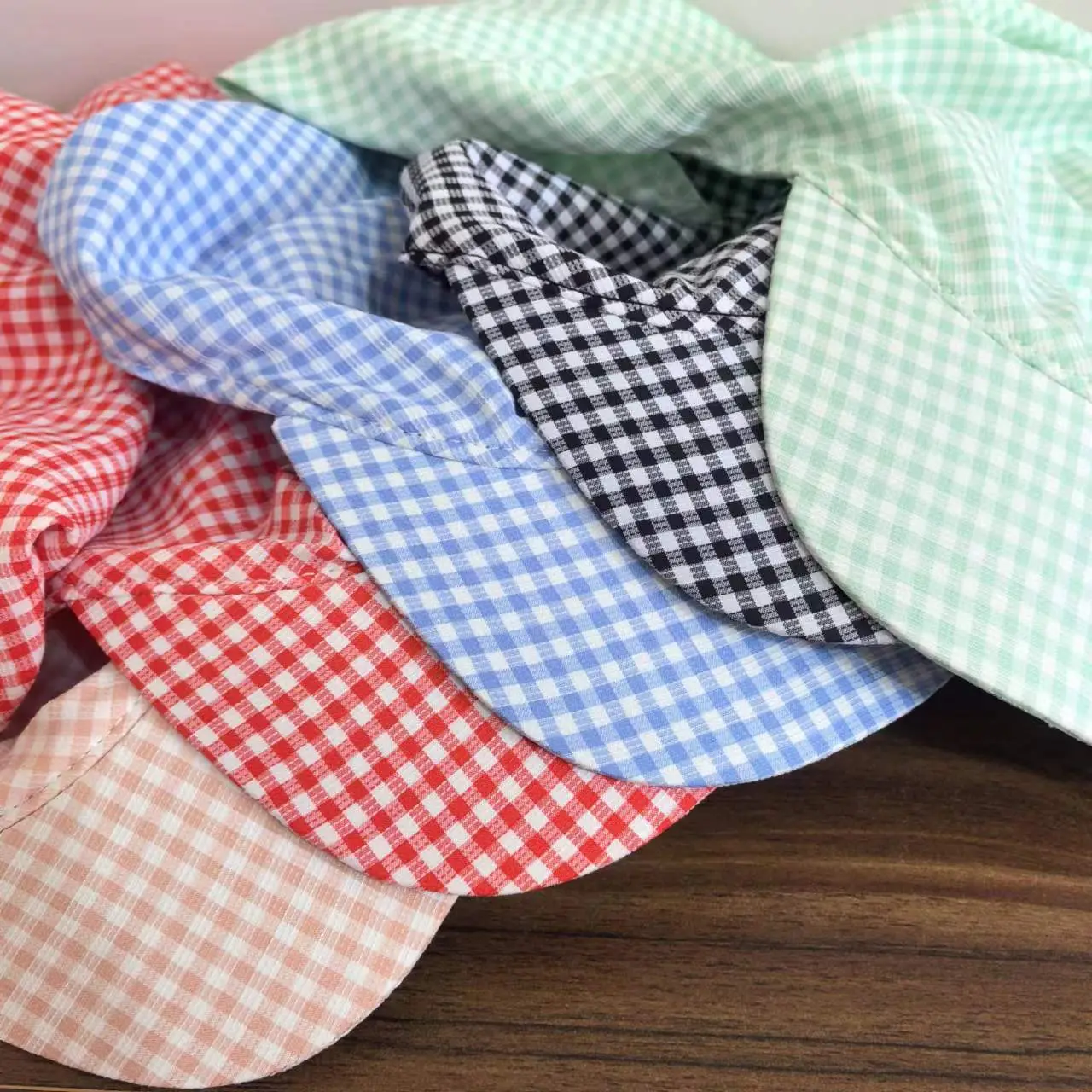 Women's Green Checkered Sun Hat with Ties — feature 11