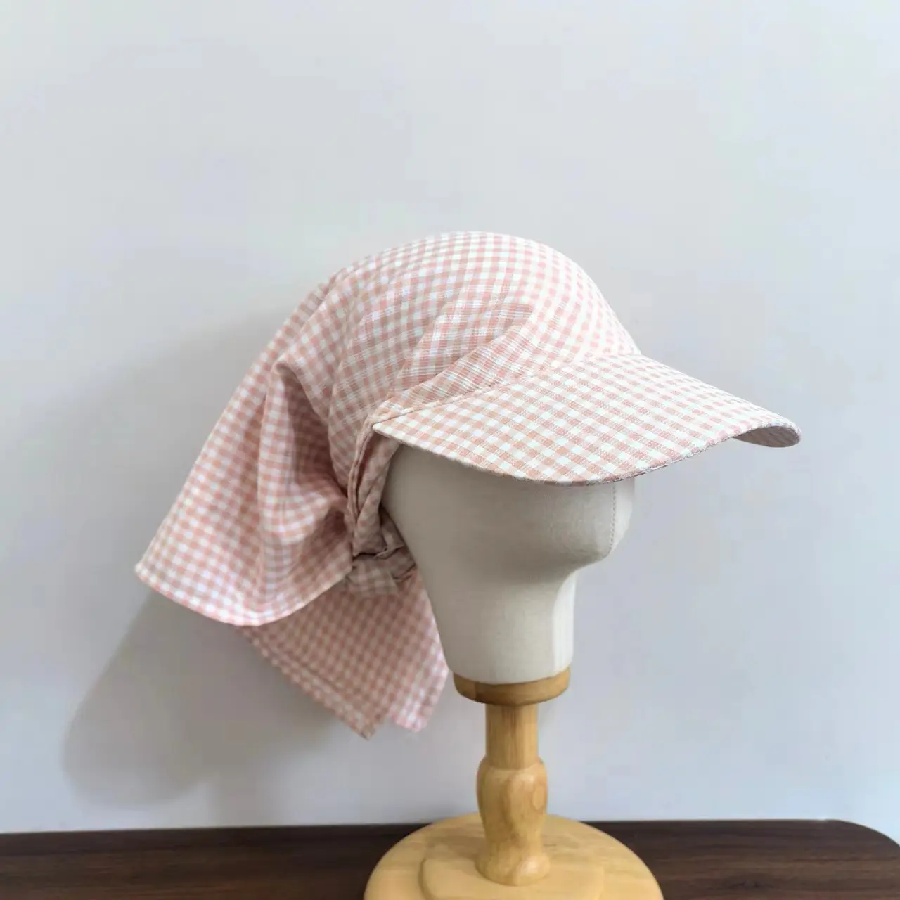 Women's Green Checkered Sun Hat with Ties — feature 7