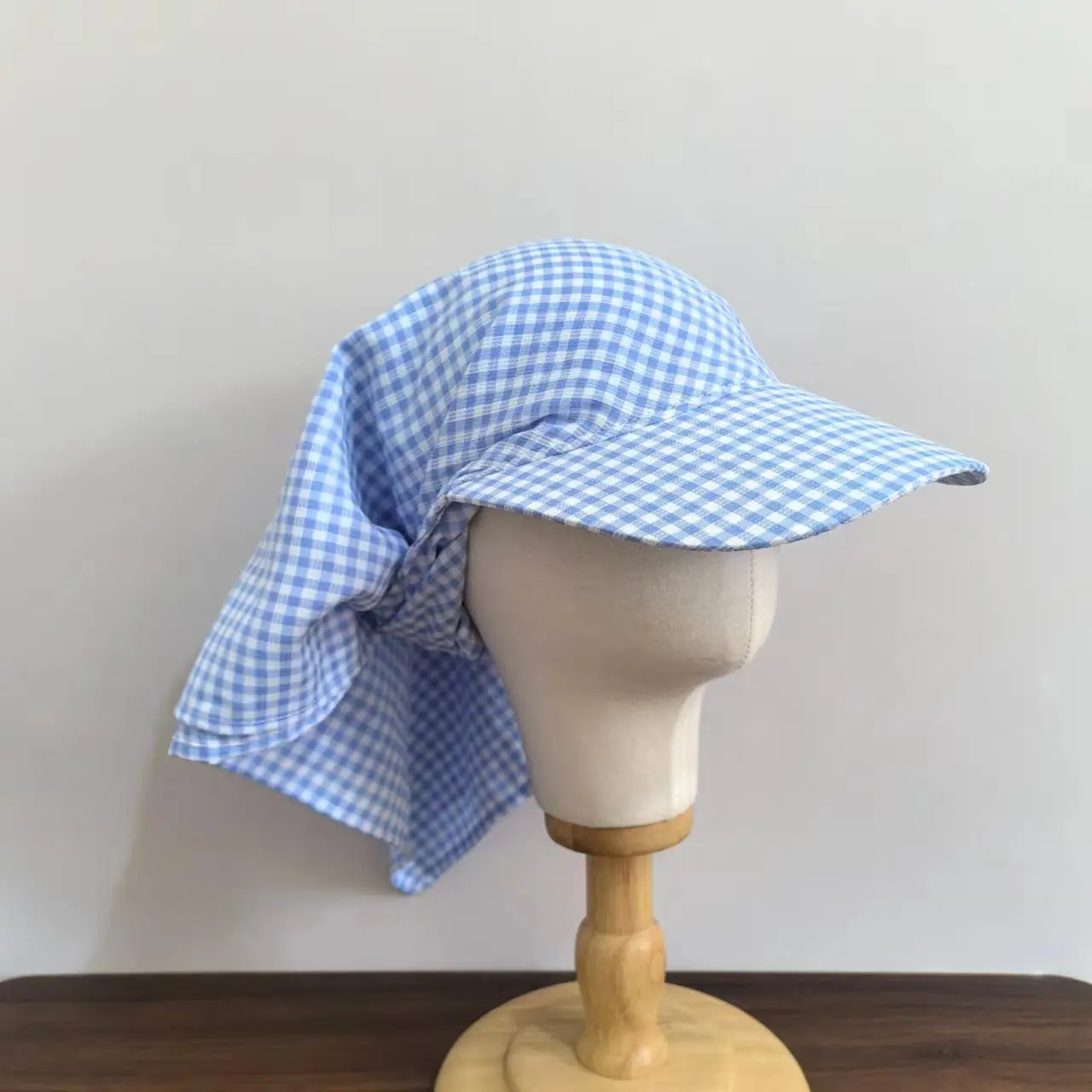 Women's Green Checkered Sun Hat with Ties — feature 9