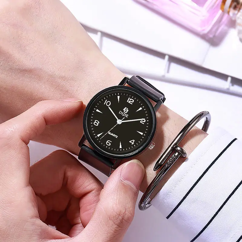 Trendy Men's Cool Fashion Casual Korean Style High-End Belt Watch Artistic Retro Business High School Couple
