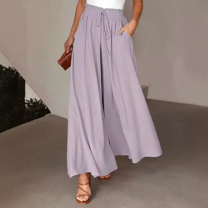 Women's Lavender Wide Leg Elastic Waist Skirt - Image 8