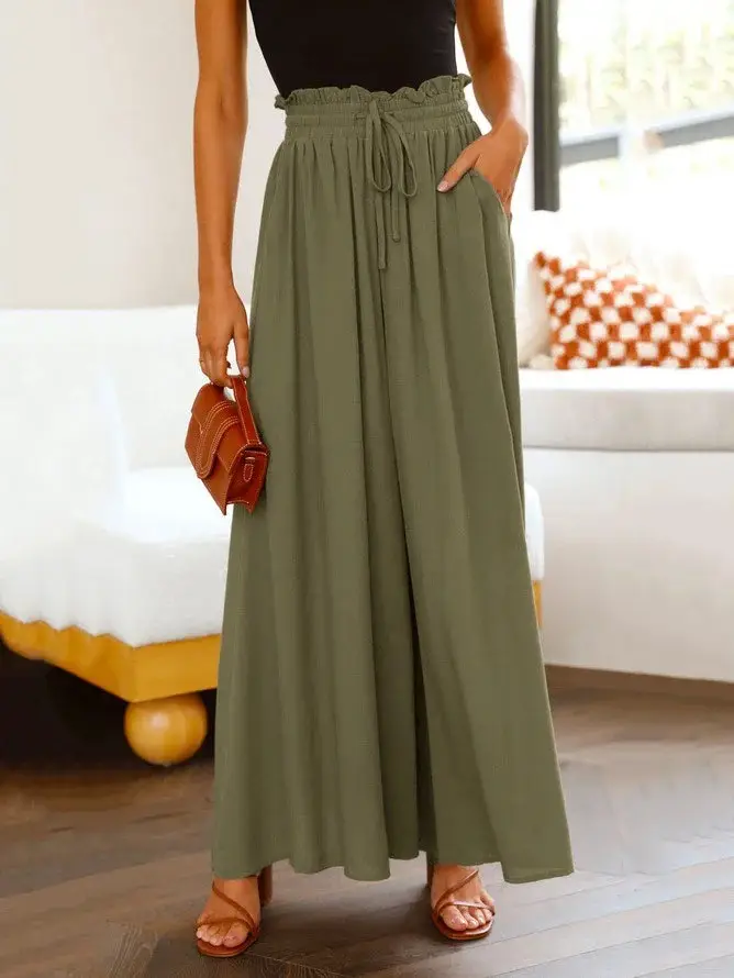 Women's Lavender Wide Leg Elastic Waist Skirt — feature 10