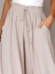 Women's Lavender Wide Leg Elastic Waist Skirt — feature 11