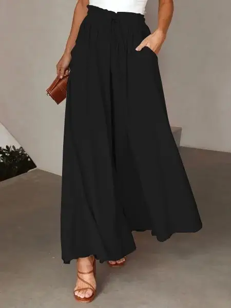 Women's Lavender Wide Leg Elastic Waist Skirt — feature 5