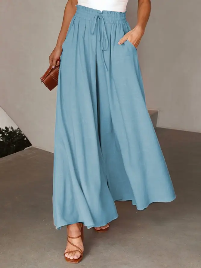 Women's Lavender Wide Leg Elastic Waist Skirt — feature 6