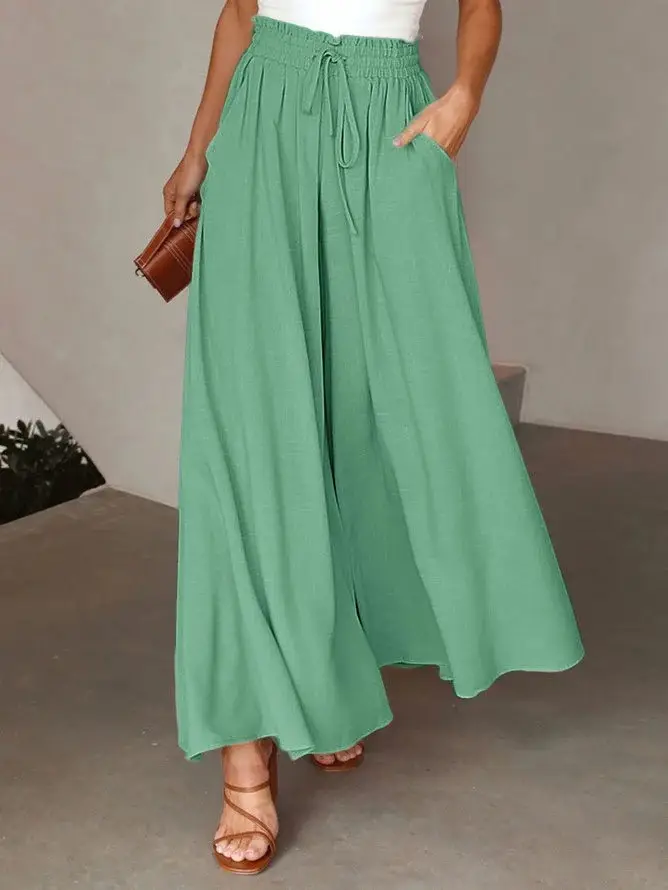 Women's Lavender Wide Leg Elastic Waist Skirt — feature 7