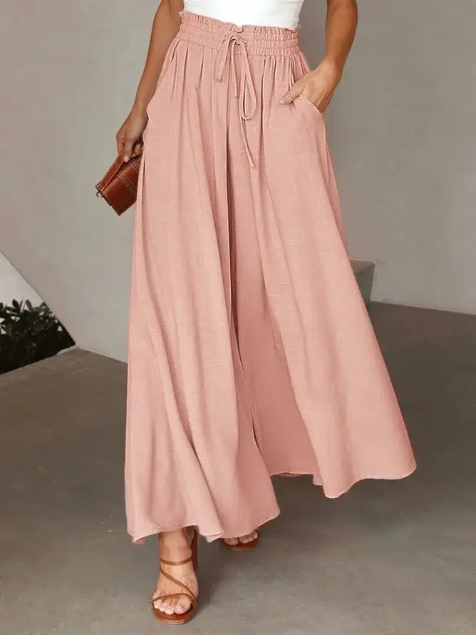 Women's Lavender Wide Leg Elastic Waist Skirt — feature 8