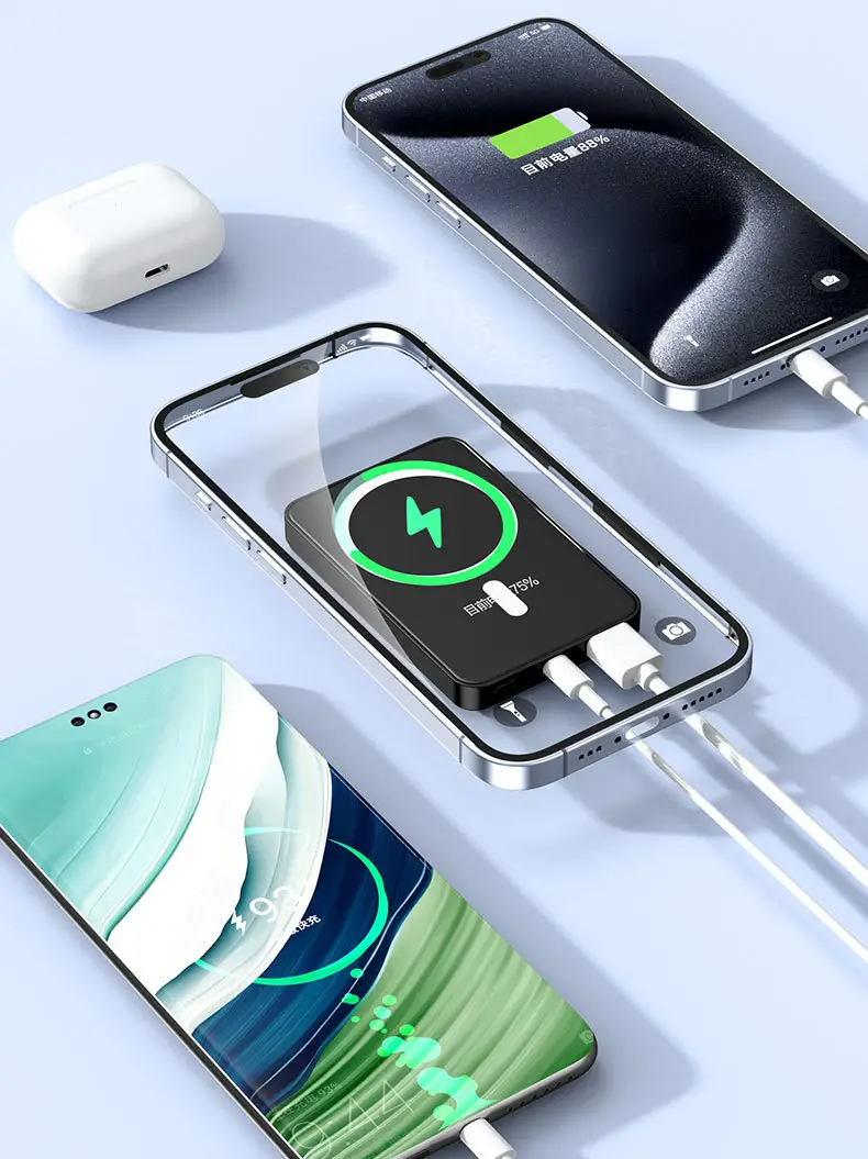 Cross-border Magsafe Magnetic Wireless Fast Charging Treasure Ultra-thin Portable Super Fast Charging 10000 mA Mobile — feature 10