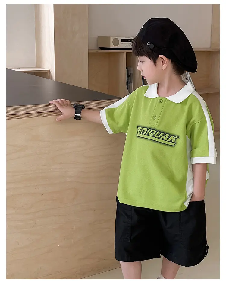 Tongku Boys Green Polo Short Sleeve Summer Shirt — feature 15