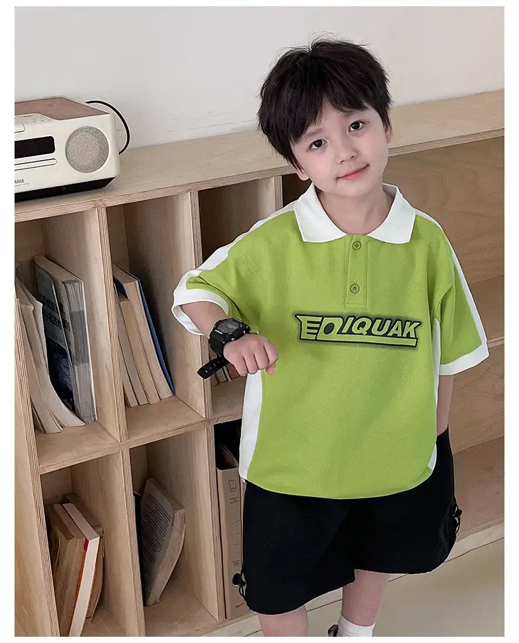 Tongku Boys Green Polo Short Sleeve Summer Shirt — feature 16
