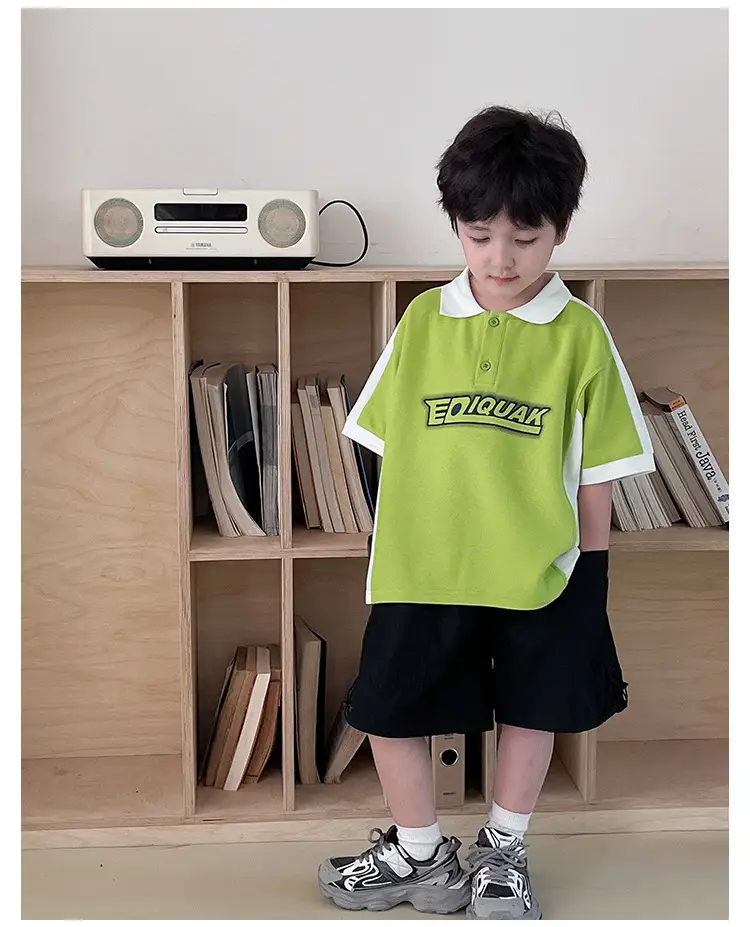 Tongku Boys Green Polo Short Sleeve Summer Shirt — feature 17
