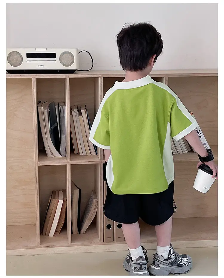 Tongku Boys Green Polo Short Sleeve Summer Shirt — feature 18