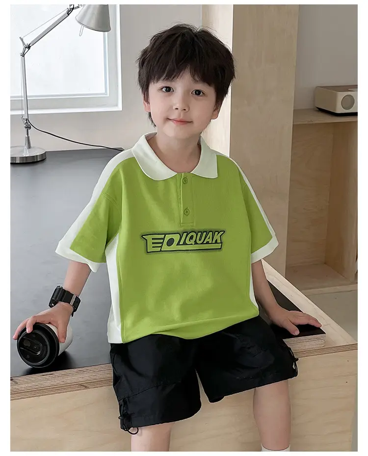 Tongku Boys Green Polo Short Sleeve Summer Shirt — feature 19