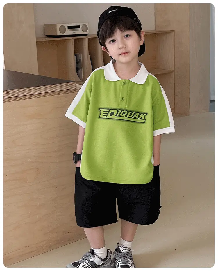 Tongku Boys Green Polo Short Sleeve Summer Shirt — feature 2