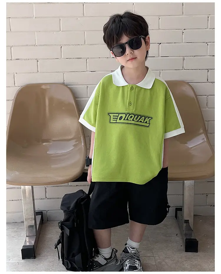 Tongku Boys Green Polo Short Sleeve Summer Shirt — feature 20