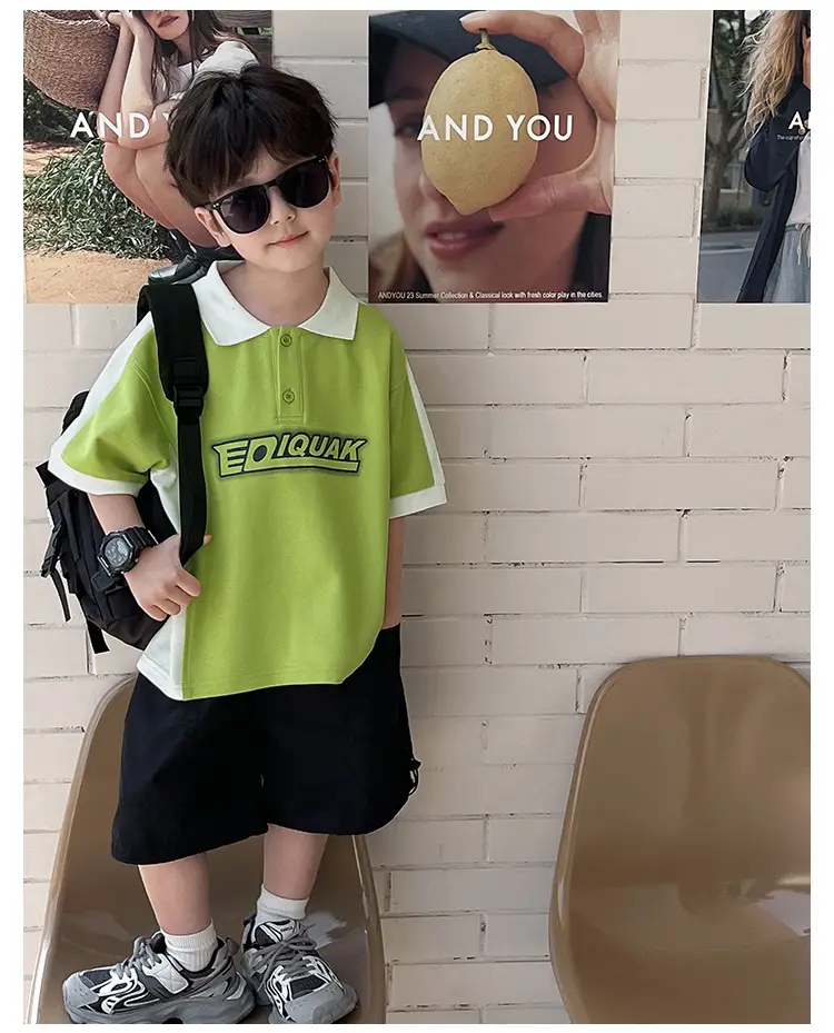 Tongku Boys Green Polo Short Sleeve Summer Shirt — feature 22