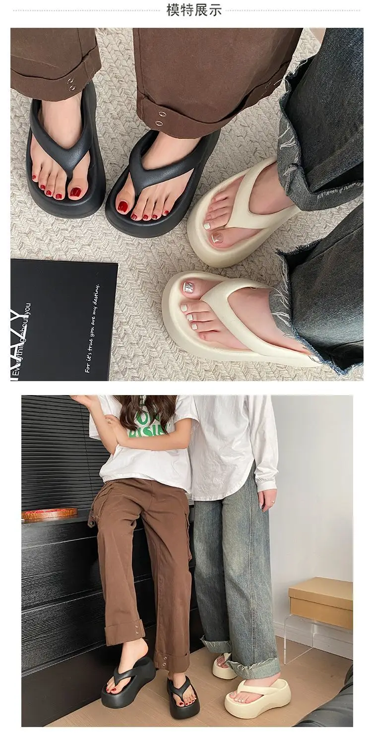 7cm super thick bottom flip-flops eva women's summer wear heightening clip feet soft bottom excrement feeling beach sandals for women — feature 2