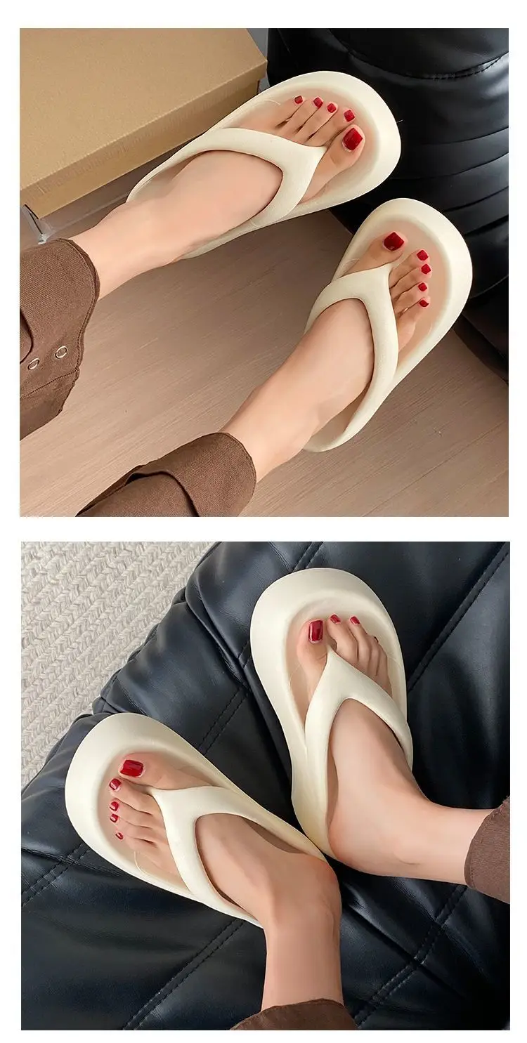 7cm super thick bottom flip-flops eva women's summer wear heightening clip feet soft bottom excrement feeling beach sandals for women — feature 6