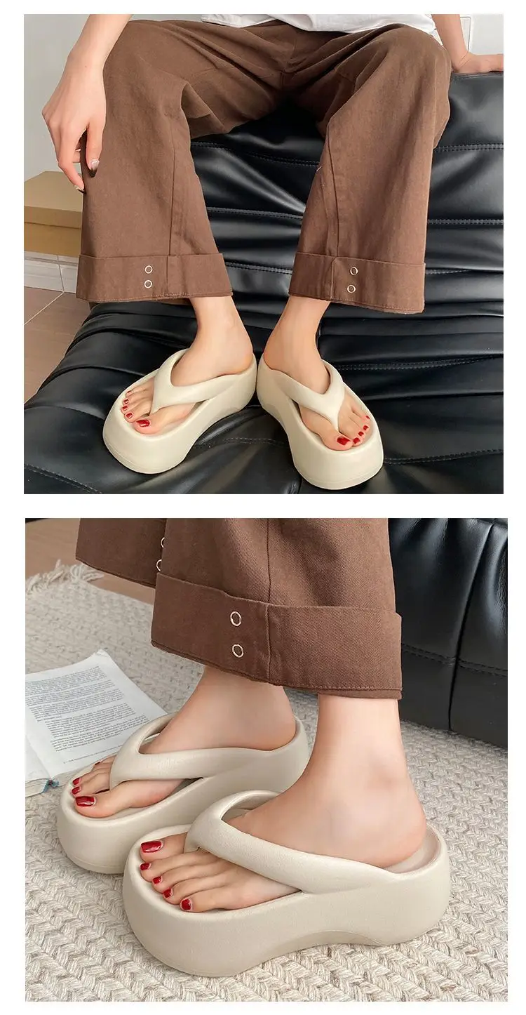 7cm super thick bottom flip-flops eva women's summer wear heightening clip feet soft bottom excrement feeling beach sandals for women — feature 7
