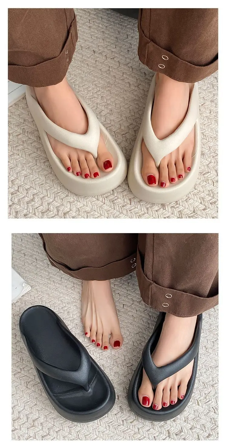 7cm super thick bottom flip-flops eva women's summer wear heightening clip feet soft bottom excrement feeling beach sandals for women — feature 8